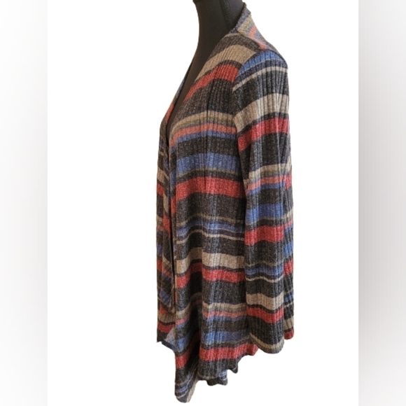 WHITE BIRCH Striped Open Front Cardigan Sweater, Size Medium - Picture 6 of 15